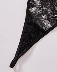 Sexy Sheer Lace Rhinestone Fringe Heart Thong