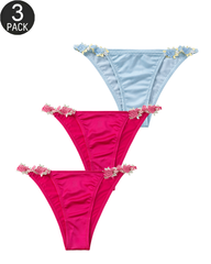 3-Pack Floral Appliqué Panties Mixed Colors