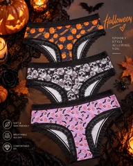 3-Pack Sexy Halloween Print Lace Panties