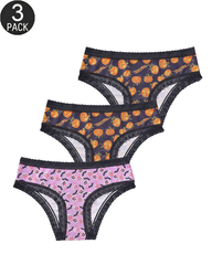 3-Pack Sexy Halloween Print Lace Panties
