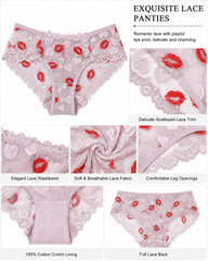 4-Pack Sexy Lace See-Through Lip Embroidered Panties