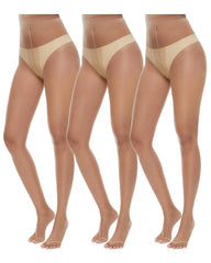 3 Pairs Ultra Thin 10D Control Toeless Pantyhose