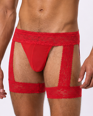 Sexy Men's Lace Thigh Strap Thong