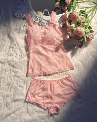 Sexy Sheer Lace Strappy Lingerie Set