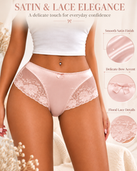 3-Pack Mixed-Color Satin-Look Briefs with Floral Lace Panels