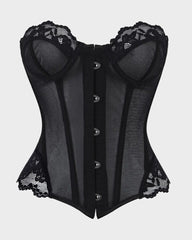 Leopard Print Strapless Lace Trim Corset Bustier Top