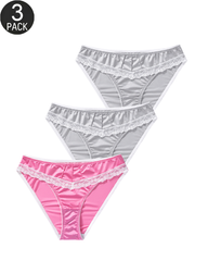 Plus Size Satin Lace Princess Vibe Panties 3-Pack