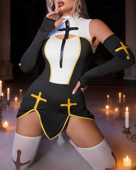 Gothic Nun Costume Lingerie Set with Veil & Stockings
