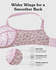 Plus Size Sexy Leopard Heart Lace Push-Up Bra