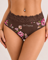4-Pack Mid Waist Floral Print Lace Seamless Panties