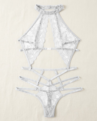Lace Cut-Out Sheer Slim Fit Lingerie Bodysuit