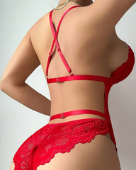 Sexy Lace Heart Buckle Bodysuit Lingerie