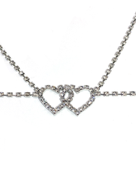 2-Piece Set Sexy Rhinestone Double-Heart Cutout Body Chain
