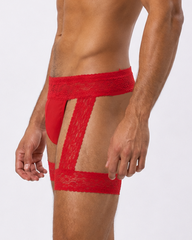 Sexy Men's Lace Thigh Strap Thong