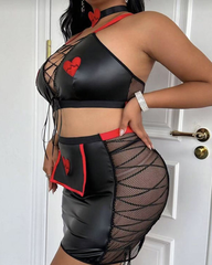 Plus Size Sexy Lace-Up Nurse Costume Lingerie Set