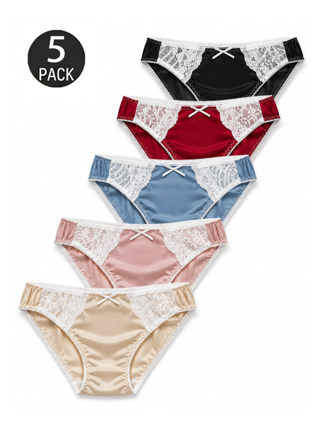 5-Pack Satin Silky Lace Panties