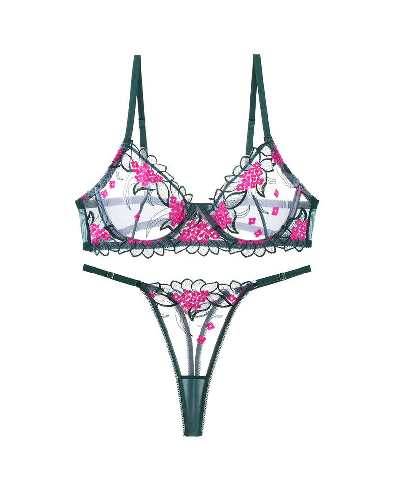 Hot Mesh Sexy Embroidered Mesh Lingerie Set – ShySilk