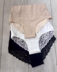 3-pack Comfortable Seamless High-stretch Lace-trimmed Women's Panties