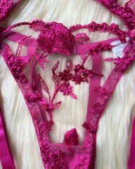 Sexy Sheer Embroidered Mesh Lingerie Set