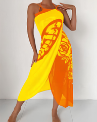 Bohemian Beach Vacation Color-Block Butterfly Beach Dress