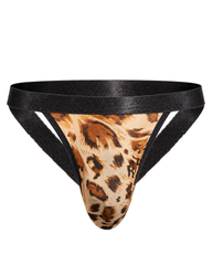 2-Pack Sexy Men's Leopard Print Sheer Mesh Cutout Thongs