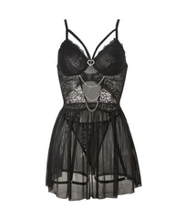 Sexy Lace Chain Garter Belt Nightgowns Set