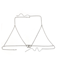 2-Piece Set Sexy Rhinestone Double-Heart Cutout Body Chain