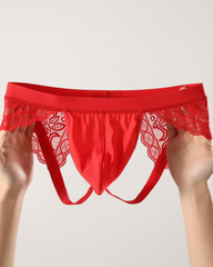 2-Pack Sexy Men's Low-Rise Cutout Lace Thongs
