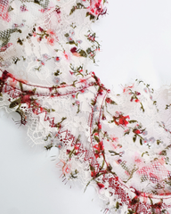 Romantic Floral Embroidered Lace Underwire Bra & Thong Set