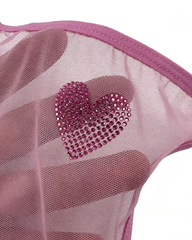 3-Pack Rhinestone Heart Sheer Mesh Thong Panties