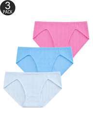 3-Pack Women's Textured Mid-Rise Briefs Mixed Colors