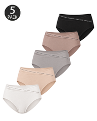 5-Pack Asymmetric Waistband Cutout Bikini Panties – Mixed Colors