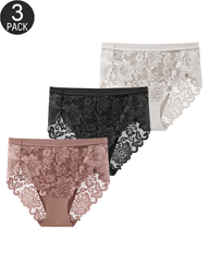 3-Pack Breathable Sexy Floral Lace Panties