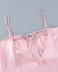 Sexy Satin Lace Trim Slip Nightgowns