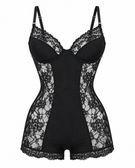 Floral Sheer Lace Romper Lingerie with Structured Cups