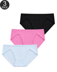 3-Pack Women's Textured Mid-Rise Briefs Mixed Colors