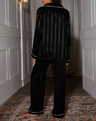 Casual Satin Striped Pajama Set