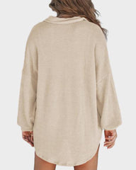 Relaxed Fit Long Sleeve Waffle Knit Button-Up Shirt