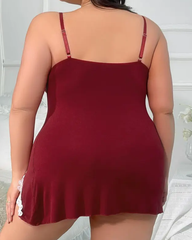 Plus Size Sexy Lace Trim Home Nightdress