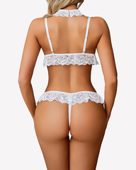 Sexy Sheer Cutout Lace Bodysuit with Bow Detail