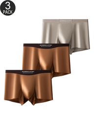 3-Pack Satin-Look Stretch Boxer Briefs with Contoured Pouch