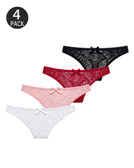4/6-Pack Lace High-Waisted Thong Panties Multi-Color Set