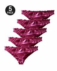 5-Pack Silky Satin-Look Ruffle Thongs