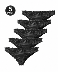 5-Pack Silky Satin-Look Ruffle Thongs