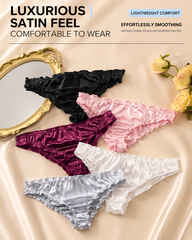 5-Pack Silky Satin-Look Ruffle Thongs