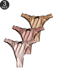 3-Pack Mixed-Color Satin Thong Panties