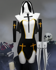 Gothic Nun Costume Lingerie Set with Veil & Stockings