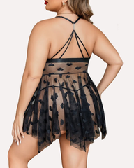 Sexy Heart Cutout Lace Front-Closure Nightdress