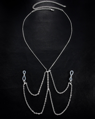Sexy Rhinestone Metal Chain Nipple Clamps Body Chain