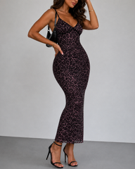 Sexy Leopard Print Sheer Mesh Bodycon Cami Dress